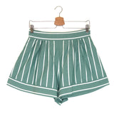 Green KIMBERLY Striped High Waisted Shorts / SHONA JOY - Size 38