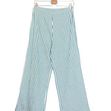 Green LOVE PANT Striped Cotton Side Zip Wide Leg Pants / MARIA DE LA ORDEN - Size 40