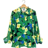 Green LULU Printed Silk Shirt / MII EN FORET - One Size