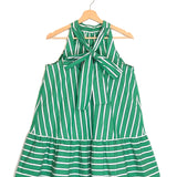 Green MARLOWE Striped Halterneck Cotton Dress / STAUD - Size S