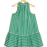 Green MARLOWE Striped Halterneck Cotton Dress / STAUD - Size S