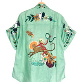 Green MEGAN Printed Oversized Linen Shirt / ALEMAIS - Size US 4