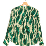 Green NEHIR Print Silk Long Sleeves Blouse / ULLA JOHNSON - Size US 2