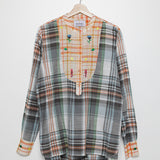 Green &amp; Orange Checked Embroidered Shirt / MONOKI - One Size