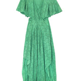 Green Printed Cut-out Scarf Side Slit Maxi Dress / MAJE - Size 40