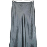Green Satin Side-slit Slip Skirt / VINCE - Size XS