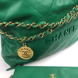 Green Small Chanel 22 Caviar Leather Bag / CHANEL