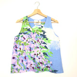 Green Spring Landscape Printed Sleeveless Linen LOLA Top / MII AUX 4 SAISONS - Size S