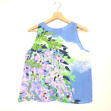 Green Spring Landscape Printed Sleeveless Linen LOLA Top / MII AUX 4 SAISONS - Size S