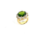 Green Stone and Zircon Cocktail Ring / BE MAAD