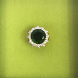 Green Stone and Zircon Cocktail Ring / BE MAAD