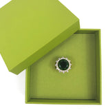 Green Stone and Zircon Cocktail Ring / BE MAAD
