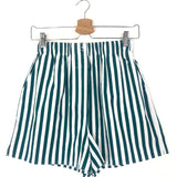 Green Striped LUI Cotton Poplin Shorts / THE FRANKIE SHOP - Size S