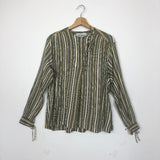 Green Striped Tunic Blouse - model ELL / LAURENCE BRAS - Size 2