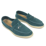 Green SUMMER CHARMS Suede Loafers / LORO PIANA - Size 38.5