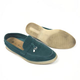 Green SUMMER CHARMS Suede Loafers / LORO PIANA - Size 38.5