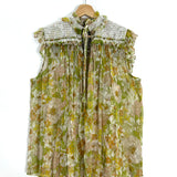 Green SUPER EIGHT Floral Print Crinkled Silk Sleeveless Blouse / ZIMMERMANN - Size 2