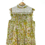 Green SUPER EIGHT Floral Print Crinkled Silk Sleeveless Blouse / ZIMMERMANN - Size 2