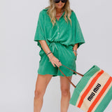 Green Terry Mini Shorts - One Size