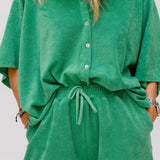 Green Terry Short Sleeves Shirt - One Size