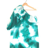Green Tie-dye One-Shoulder Beach Mini Dress / LOVE STORIES - Szie S