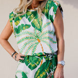 Green Tropical Forest Sleeveless T-shirt Dress / FARM RIO - Size XS