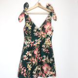 Green Tropical Print Linen LEXI Tie Mini Dress / ZIMMERMANN - Size 2