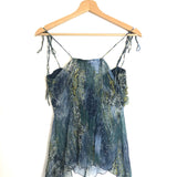 Green/Blue Thin Straps Silk Top / OLIVIER STRELLI - Size 38