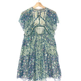 Green/Purple ODILE Floral Print Silk Mini Dress / ISABEL MARANT - Size 38
