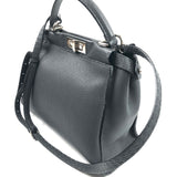 Grey Asphalt Selleria Medium PEEKABOO ISeeU Top Handle Bag / FENDI