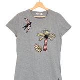 Grey Cotton Embellished Round Neck Shirt / VALENTINO - Size M