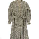 Grey FIORA Striped Cotton Long Puffed Sleeves Shirt Dress / ULLA JOHNSON - Size US 6