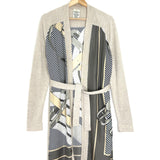 Grey GRAND TALALA Printed Silk and Wool Twillaine Long Belted Cardigan / HERMES - Size 38