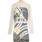 Grey GRAND TALALA Printed Silk and Wool Twillaine Long Belted Cardigan / HERMES - Size 38