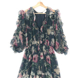 Grey IRIS Floral Print ColdShoulder Silk Georgette Playsuit / ZIMMERMANN - Size 2