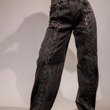Grey Laced Wide Leg Denim Jeans / ROTATE - Size 34