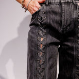Grey Laced Wide Leg Denim Jeans / ROTATE - Size 34