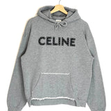 Grey Loose Cotton Studded Logo Sweatshirt / CELINE - Size S