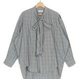 Grey Prince of Wales Logo Cotton Poplin Swing Shirt / BALENCIAGA