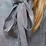 Grey Prince of Wales Logo Cotton Poplin Swing Shirt / BALENCIAGA