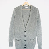 Grey Ribbed knit Cashmere  Long Cardigan / CHLOE - Size XS