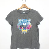 Grey Tiger Printed Cotton Round Neck Tee / KENZO - Size S