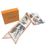 Grey "Voyage en auto" Silk Bandeau Scarf / LOUIS VUITTON