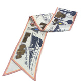 Grey "Voyage en auto" Silk Bandeau Scarf / LOUIS VUITTON