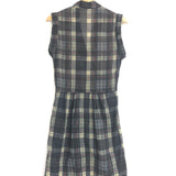 Grey/Khaki Plaid Print Cotton Sleeveless Wrap Dress / ISABEL MARANT ETOILE - Size 36