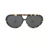 Havana/Grey Drop Aviator Sunglasses / BOTTEGA VENETA