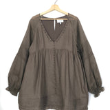 Hazelnut LILLIAN 4.0 Lace-Trimmed Organdie And Linen Mini Dress / JOSLIN - Size AUS 10