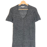 Heather Grey V-neck Linen Tee / ISABEL MARANT ETOILE - Size S