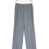 Heather Grey/White Pleat-detail Wool-blend Logo-waistband Trousers / ALEXANDER WANG - Size US 6
