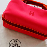 Hibiscus Pink Cotton Canvas Bride-a-Brac Vanity  Case / HERMES